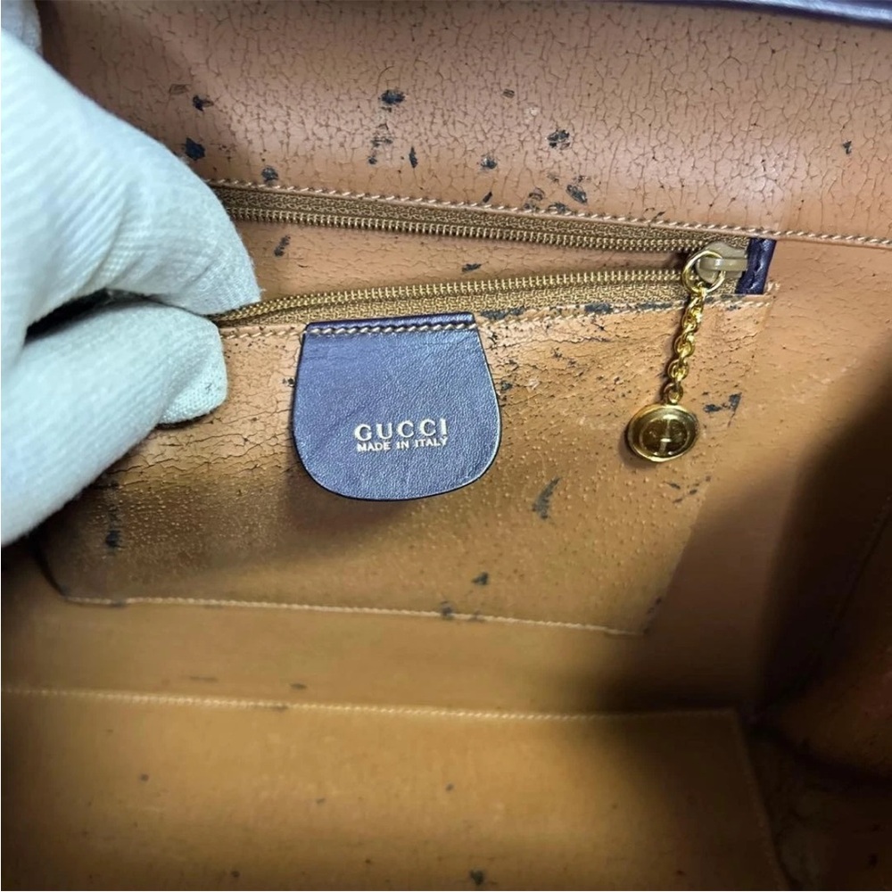 Gucci Dark Purple Leather Box Bag with Gold Hardware - Picture 11 of 16
